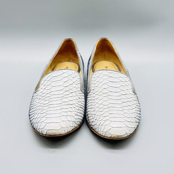 M.Gemi Shoes Womens EU 35.5 US 5.5 Gray Python Embossed Leather Loafers Italy - Picture 3 of 13